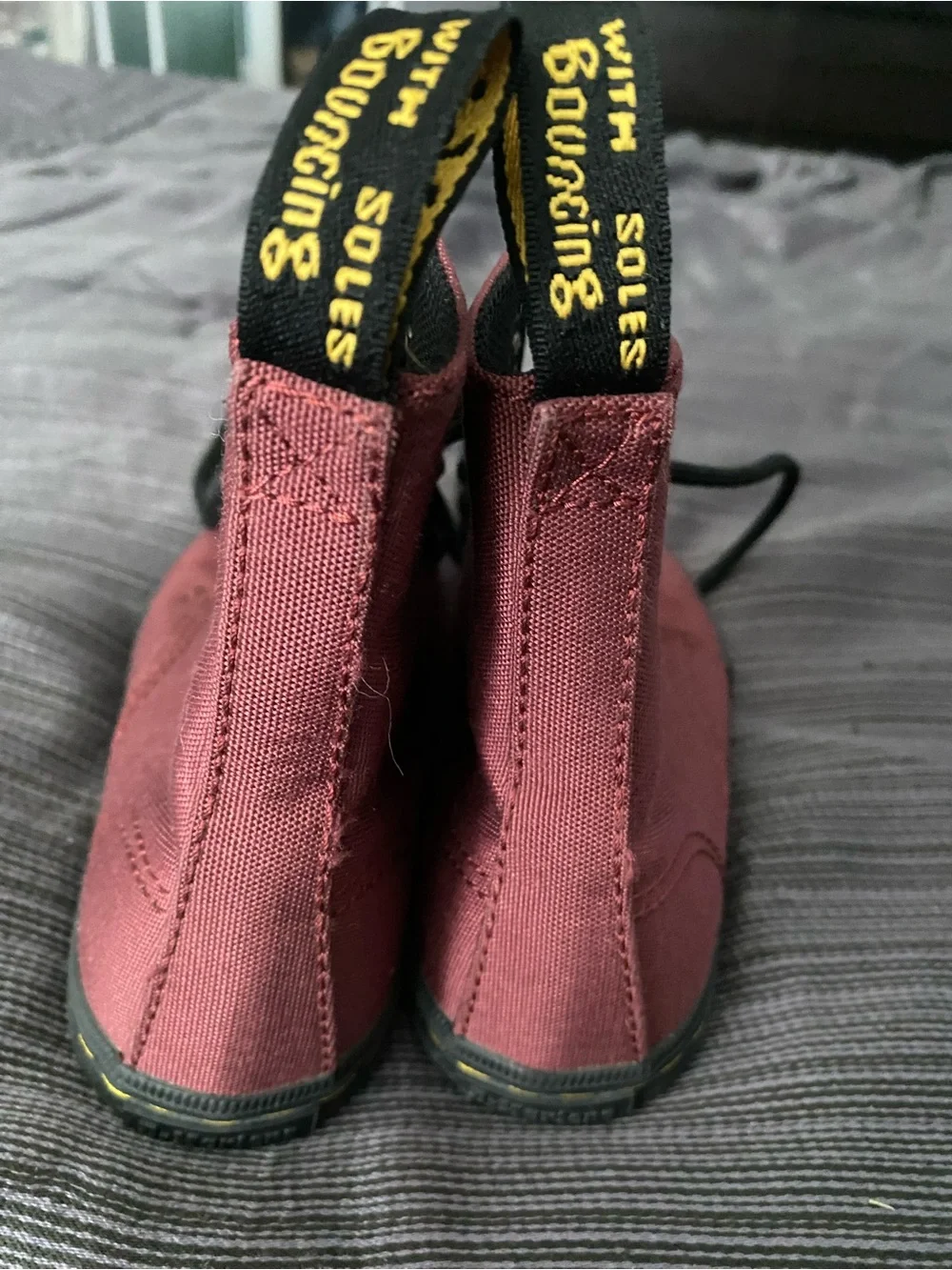 Dr. Marten Burgundy Canvas Lace-Up Boots